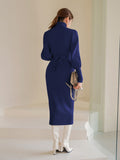 Buy SHEIN Modely Turtle Neck Gigot Sleeve Belted Sweater Dress in Pakistan