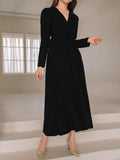 Buy SHEIN Modely V-Neckline Twisted Detailing Ruffle Hem Long Sleeve Dress in Pakistan