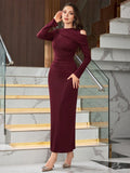 Buy SHEIN Modely Women's Asymmetrical One Shoulder Ruched Waist Long Sleeve Dress in Pakistan