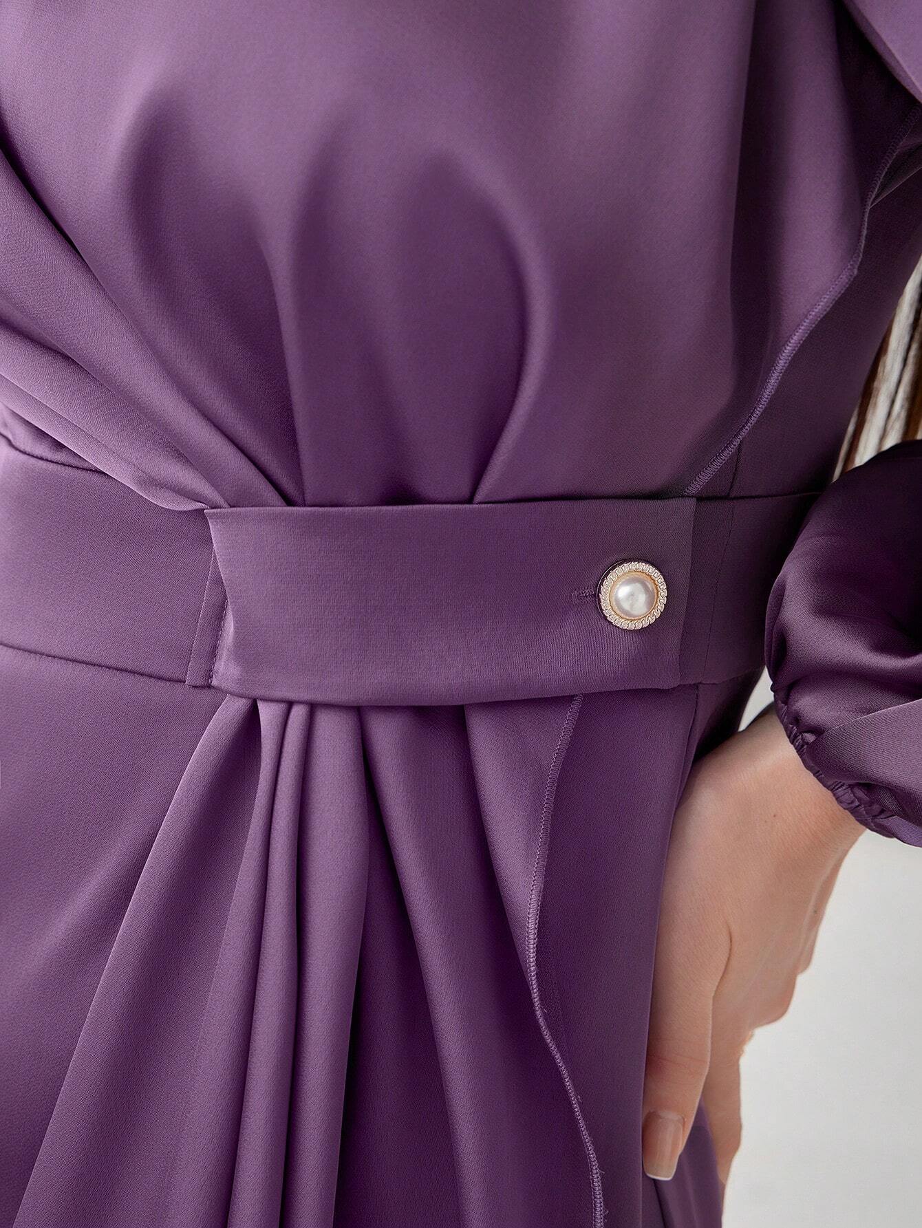 Buy SHEIN Modely Women's Lantern Sleeve Ruffle Hem Dress in Pakistan