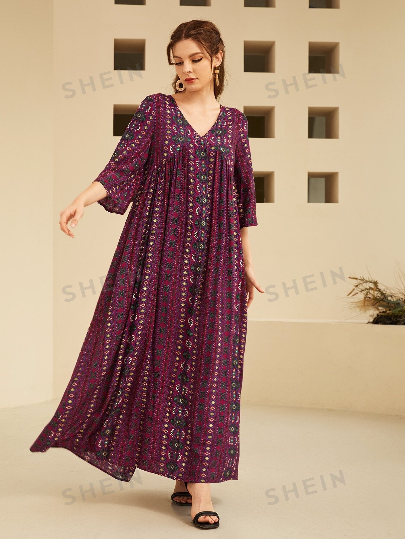 Buy SHEIN Mulvari 1 PC V-neck Smock Dress in Pakistan