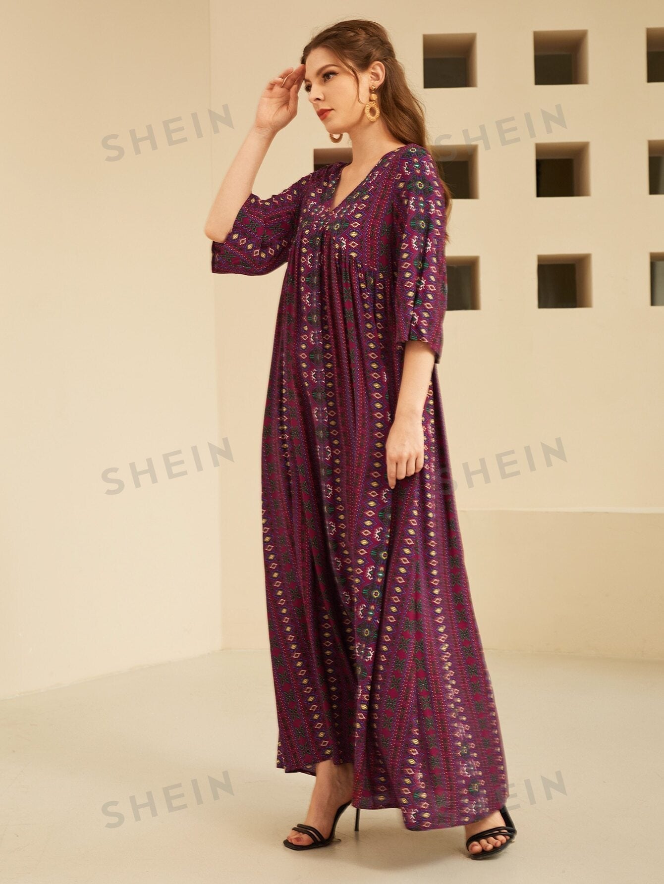 Buy SHEIN Mulvari 1 PC V-neck Smock Dress in Pakistan