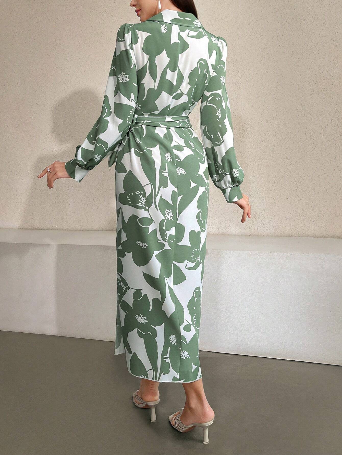 Buy SHEIN Mulvari Floral Printed V-Neck Wrap Style Fitted Dress in Pakistan