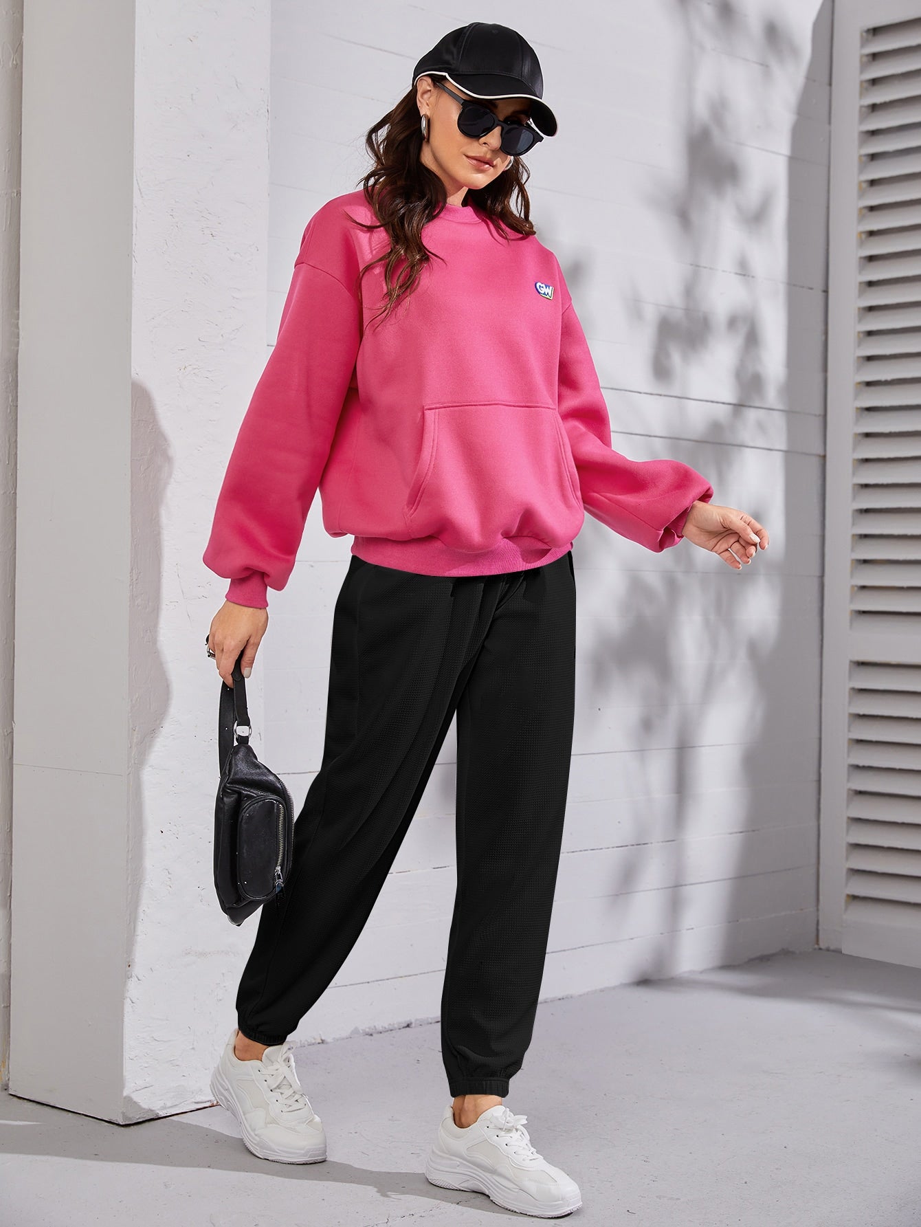 Buy SHEIN Mulvari Solid Drawstring Waist Joggers in Pakistan