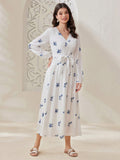 Buy SHEIN Mulvari Women'S V-Neck Floral Print Long Sleeve Dress in Pakistan