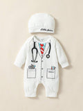 Buy SHEIN Persoplay Kids Baby Boy Costume Mini Doctor Printed Long Sleeve Jumpsuit With Embroidered Hat, For Daily in Pakistan