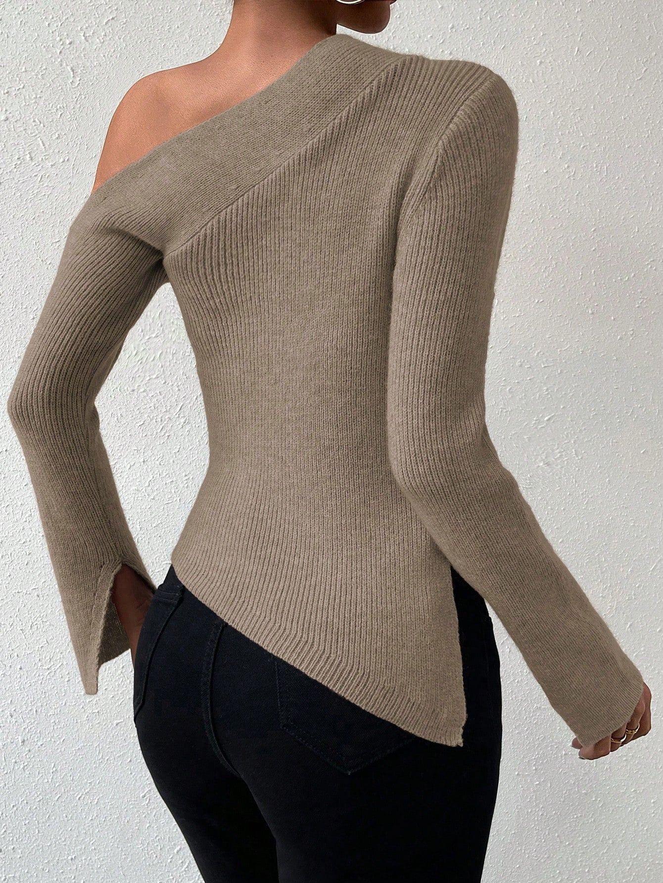 Buy SHEIN Priv̩ Asymmetrical Neck Split Sleeve Sweater in Pakistan