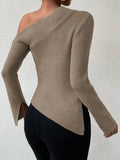 Buy SHEIN Priv̩ Asymmetrical Neck Split Sleeve Sweater in Pakistan