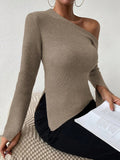 Buy SHEIN Priv̩ Asymmetrical Neck Split Sleeve Sweater in Pakistan