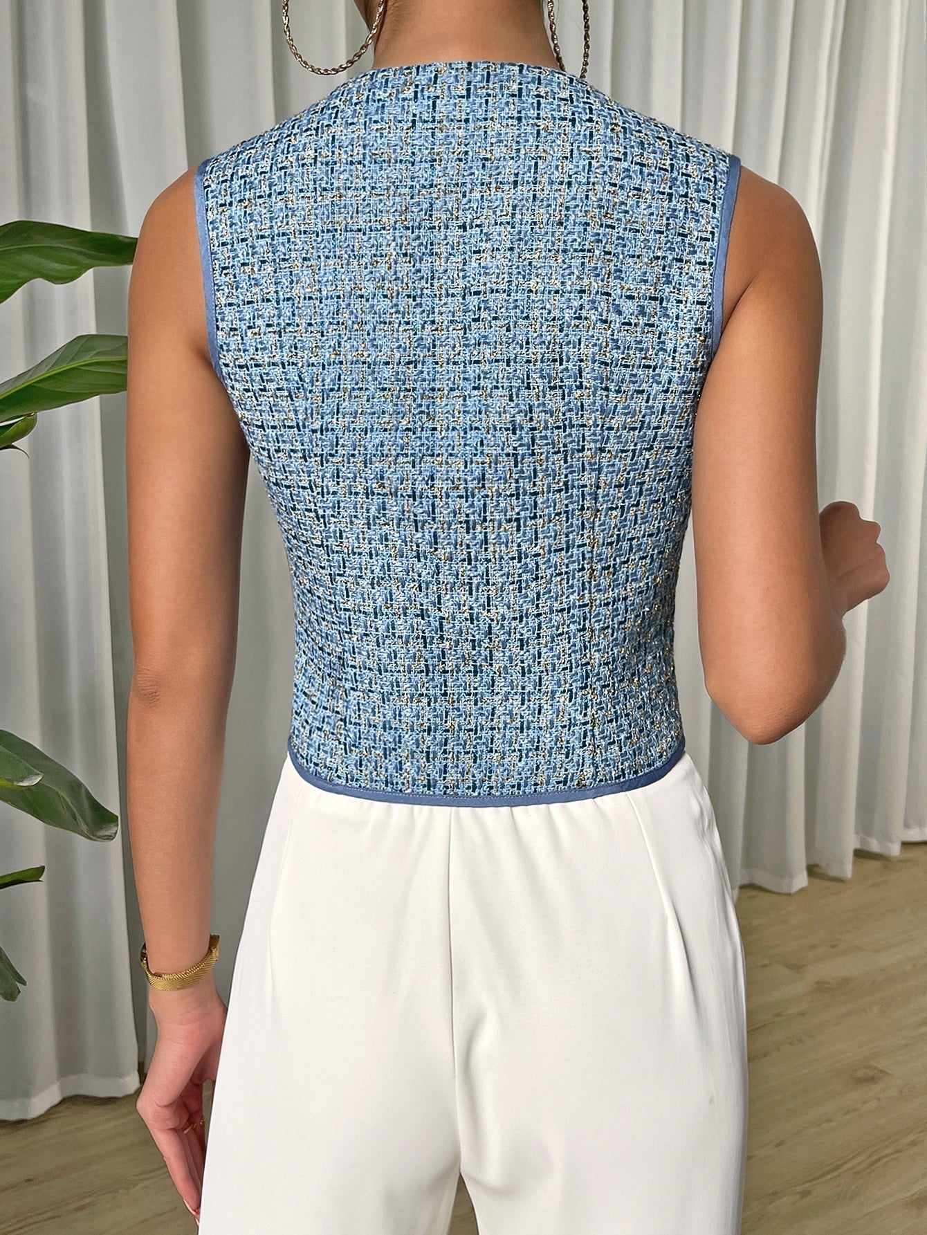 Buy SHEIN Privé Solid Button Front Waistcoat in Pakistan