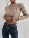 Buy SHEIN Priv̩ Cable Knit Crop Sweater in Pakistan
