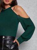 Buy SHEIN Priv̩ Cold Shoulder Rib-knit Tee in Pakistan