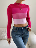 Buy SHEIN Privé Colour Block Mock Neck Sweater in Pakistan