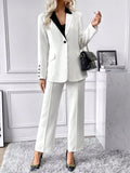 Buy SHEIN Priv̩ Contrast Collar Flap Detail Blazer & Suit Pants in Pakistan