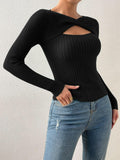 Buy SHEIN Privé Cut Out Twist Front Sweater in Pakistan
