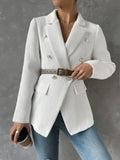 Buy SHEIN Privé Double Breasted Flap Detail Blazer Without Belt in Pakistan