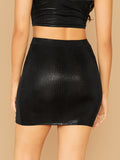 Buy SHEIN Privé Faux Crocodile Leather Mini Skirt in Pakistan