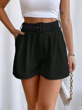 Buy SHEIN Privé Fold Pleated Belted Wide Leg Shorts in Pakistan