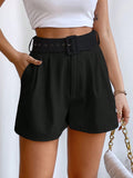 Buy SHEIN Privé Fold Pleated Belted Wide Leg Shorts in Pakistan