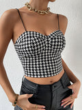 Buy SHEIN Priv̩ Houndstooth Bustier Crop Cami Top in Pakistan