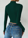 Buy SHEIN Priv̩ Mock Neck Cable Knit Crop Sweater in Pakistan
