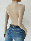 Buy SHEIN Priv̩ Mock Neck Cable Knit Crop Sweater in Pakistan