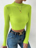 Buy SHEIN Priv̩ Mock Neck Cable Knit Crop Sweater in Pakistan