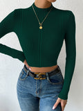 Buy SHEIN Priv̩ Mock Neck Cable Knit Crop Sweater in Pakistan