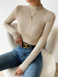 Buy SHEIN Priv̩ Mock Neck Cable Knit Crop Sweater in Pakistan