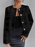 Buy SHEIN Priv̩ Plaid Pattern Button Front Overcoat in Pakistan