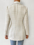 Buy SHEIN Priv̩ Plaid Pattern Lapel Neck Single Button Tweed Blazer in Pakistan