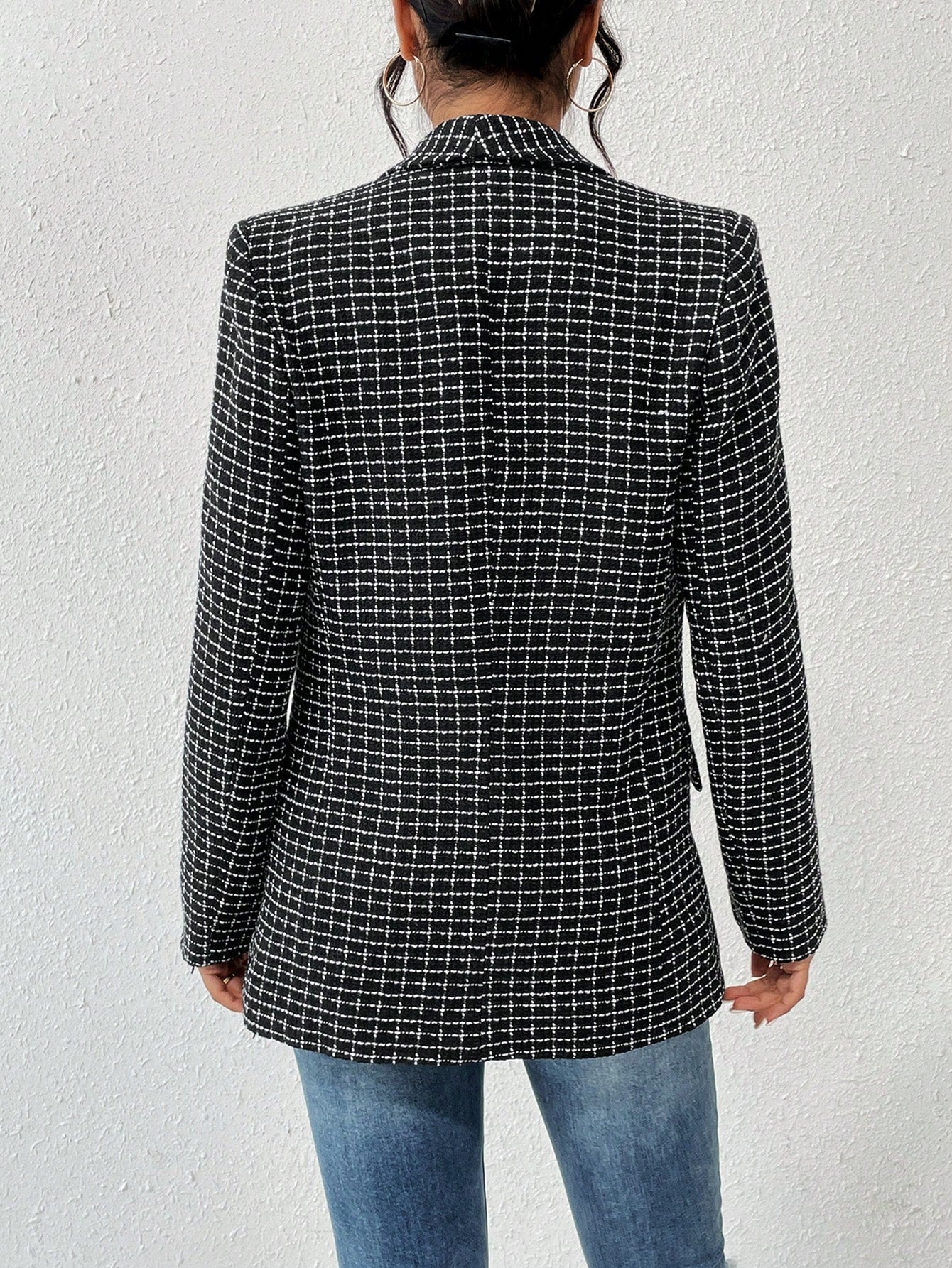 Buy SHEIN Priv̩ Plaid Print Shawl Collar Blazer in Pakistan