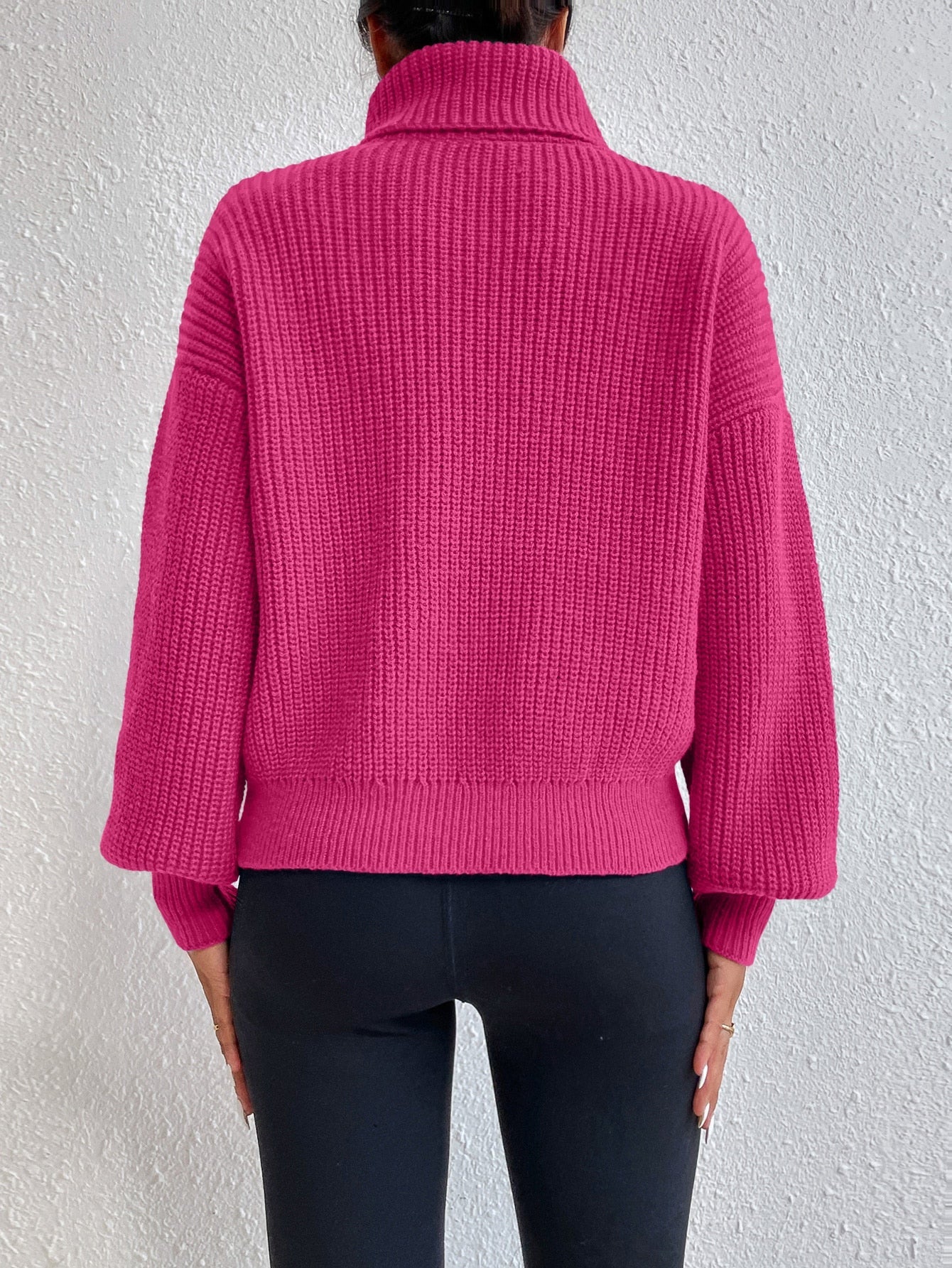 Buy SHEIN Privé Rib-knit Turtleneck Drop Shoulder Sweater in Pakistan