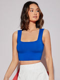 Buy SHEIN Priv̩ Ribbed Form-Fitting Cropped Tank Top in Pakistan