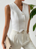 Buy SHEIN Privé Solid Button Front Waistcoat in Pakistan
