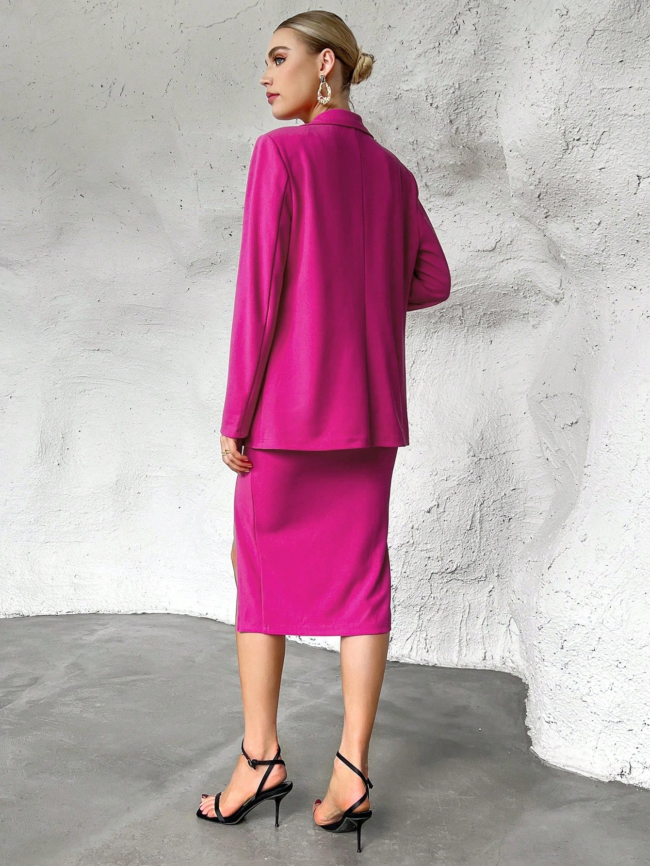 Buy SHEIN Privé Solid Cami Top & Split Thigh Skirt & Blazer in Pakistan