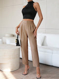Buy SHEIN Privé Solid Color Pleated Trousers For Women in Pakistan