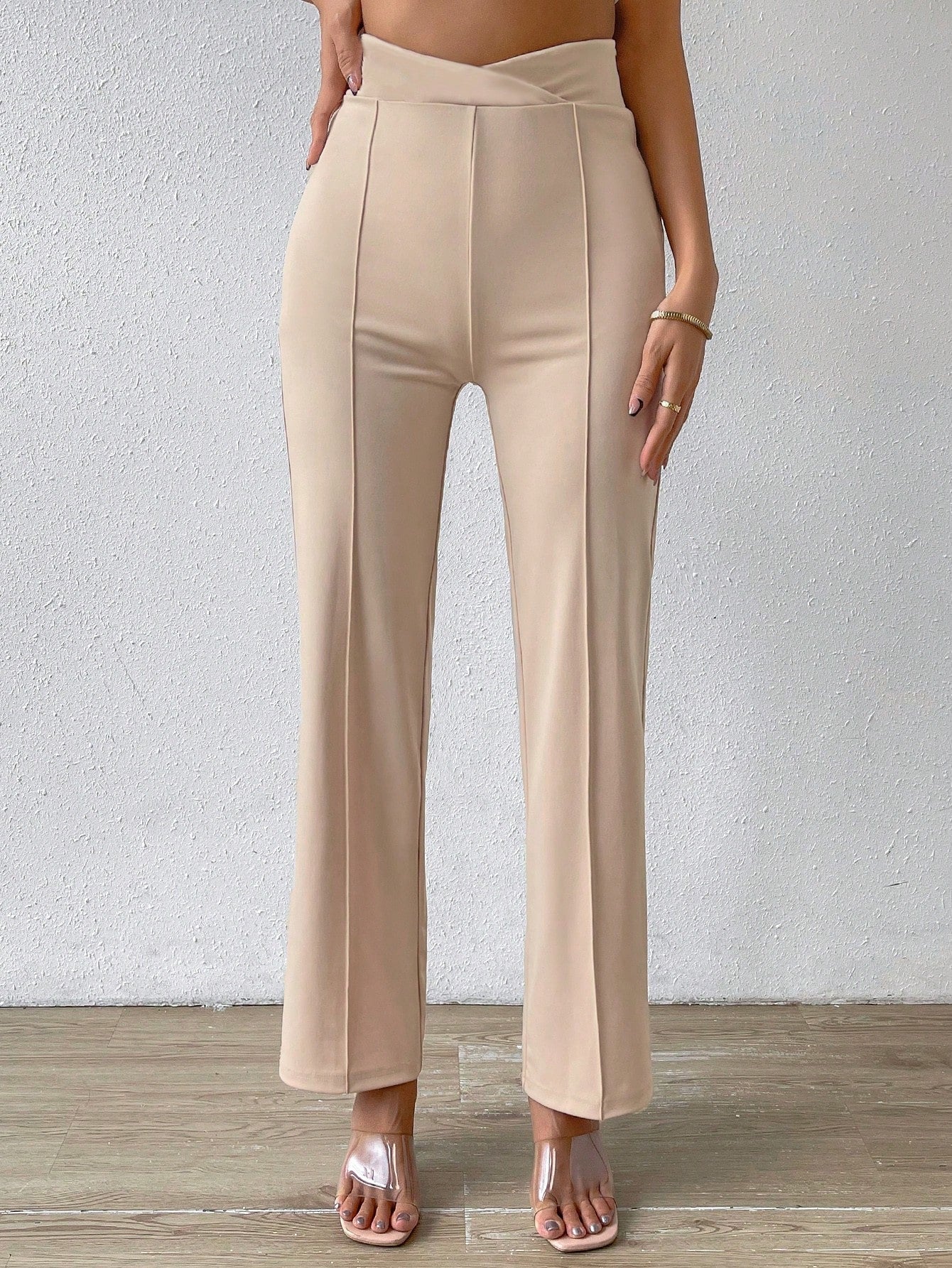 Buy SHEIN Priv̩ Solid Flare Leg Pants in Pakistan