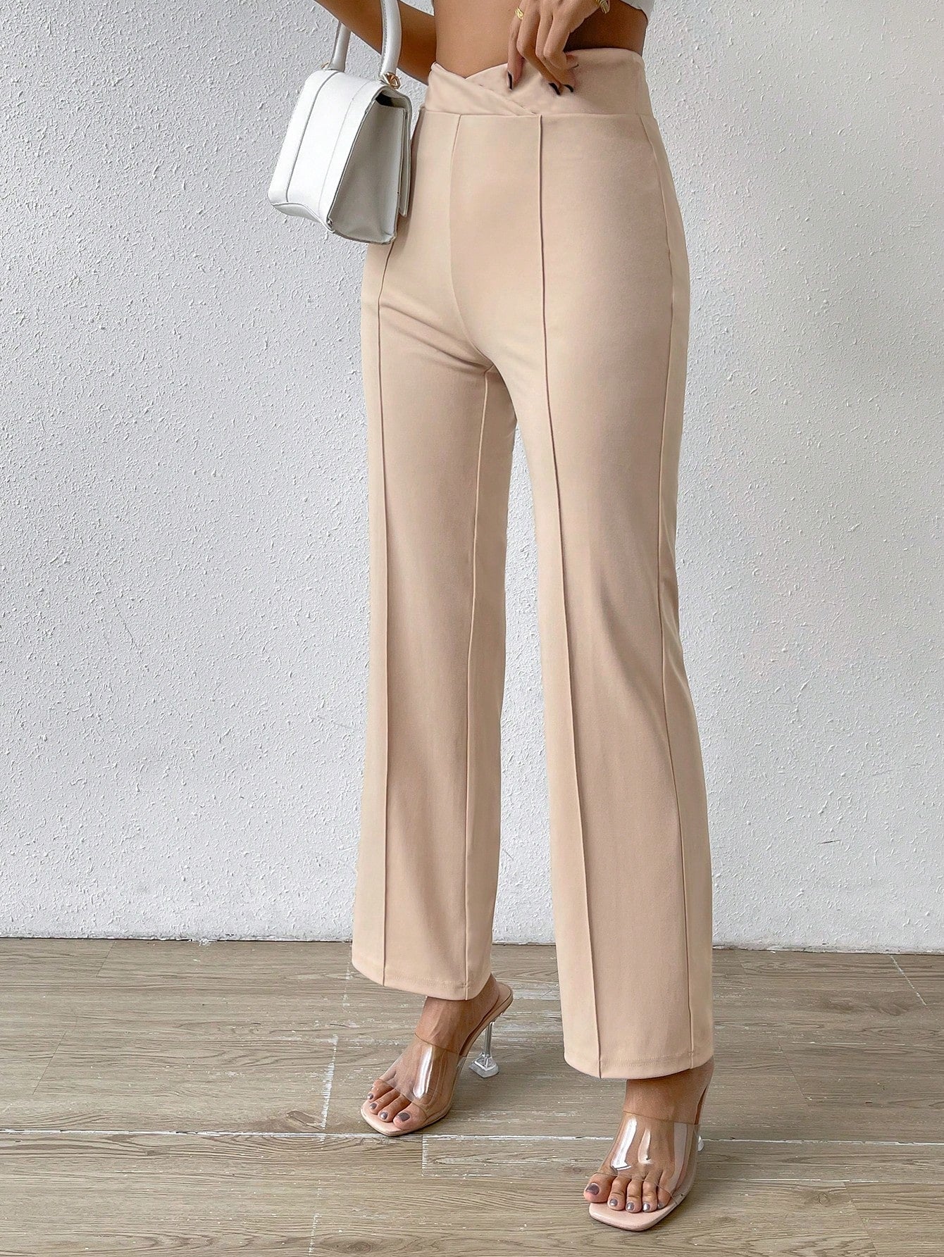Buy SHEIN Priv̩ Solid Flare Leg Pants in Pakistan