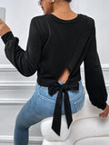 Buy SHEIN Privé Solid Tie Back Wrap Sweatshirt in Pakistan