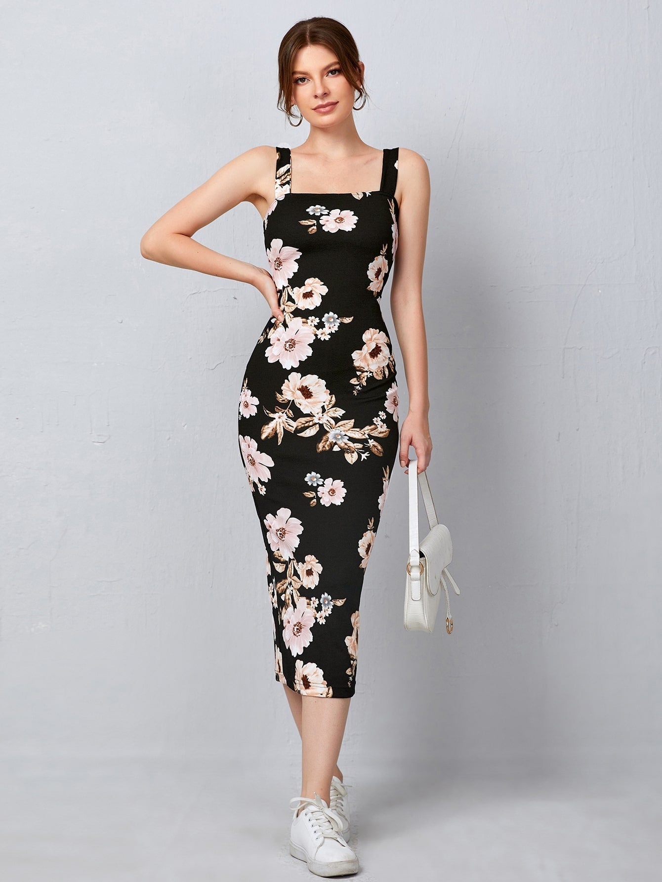 Buy SHEIN Priv̩ Split Hem Floral Bodycon Dress in Pakistan
