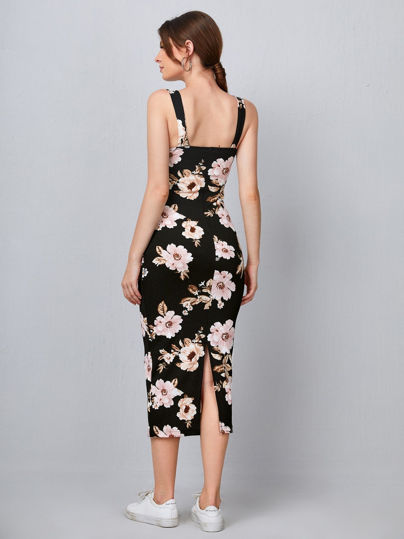 Buy SHEIN Priv̩ Split Hem Floral Bodycon Dress in Pakistan