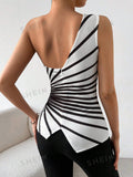 Buy SHEIN Priv̩ Striped Print One Shoulder Asymmetrical Top in Pakistan