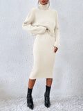 Buy SHEIN Privé Turtleneck Drop Shoulder Sweater & Knit Skirt in Pakistan