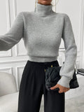 Buy SHEIN Privé Turtleneck Ribbed Knit Turtleneck Sweater in Pakistan