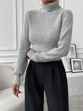 Buy SHEIN Privé Turtleneck Ribbed Knit Turtleneck Sweater in Pakistan