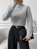 Buy SHEIN Privé Turtleneck Ribbed Knit Turtleneck Sweater in Pakistan