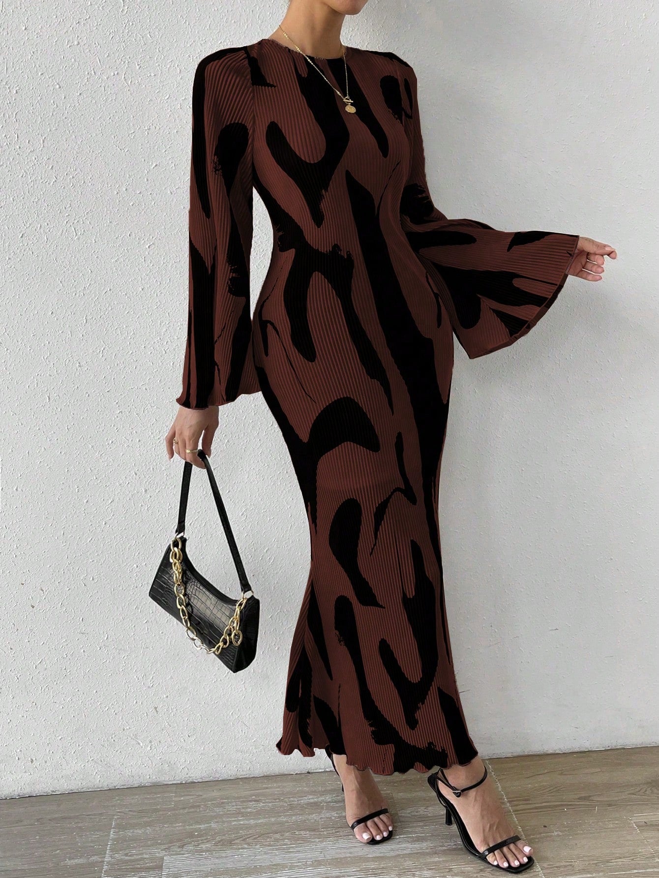 Buy SHEIN Priv̩ Women's Full Printed Bell Sleeve Dress in Pakistan