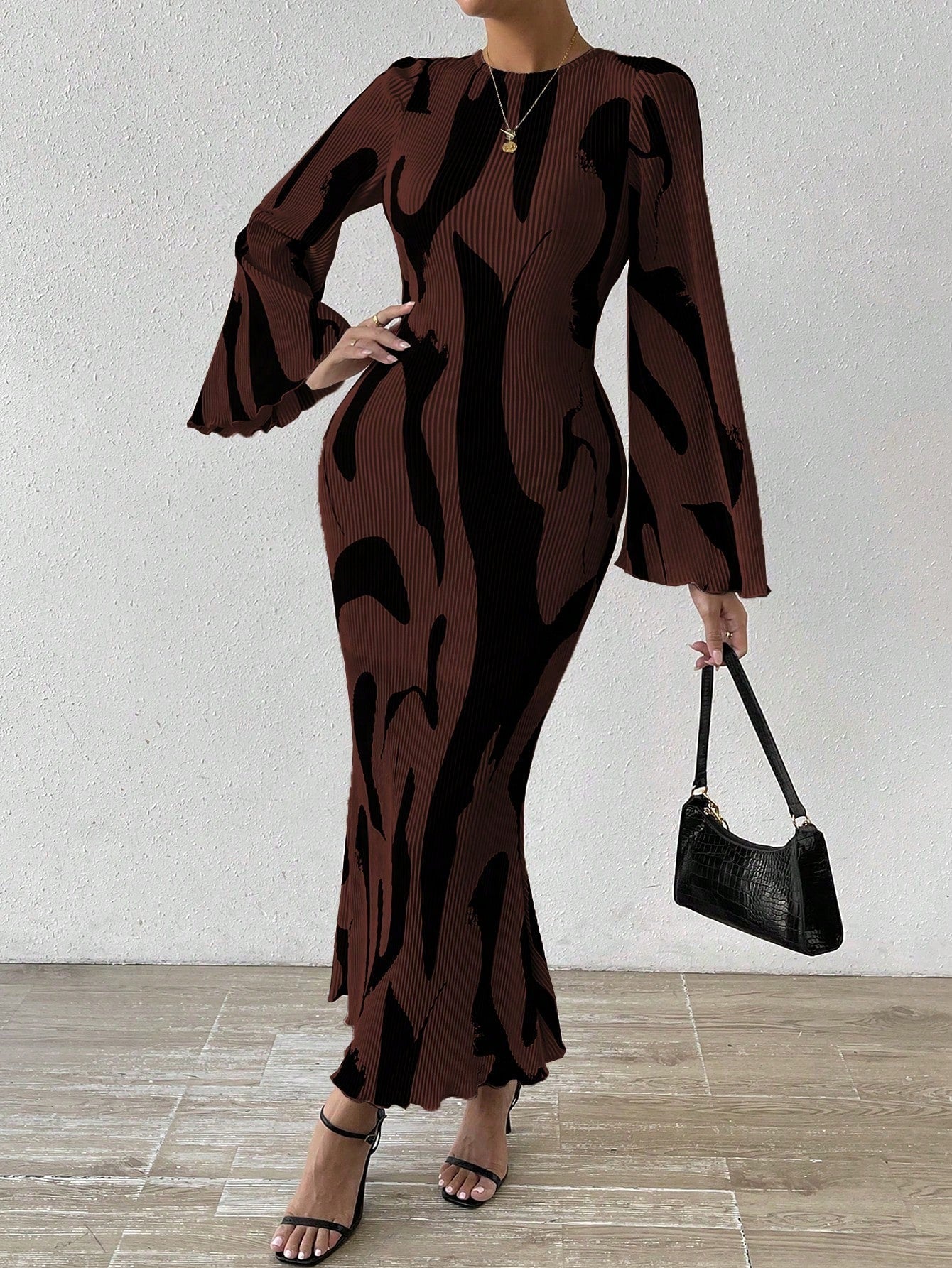 Buy SHEIN Priv̩ Women's Full Printed Bell Sleeve Dress in Pakistan