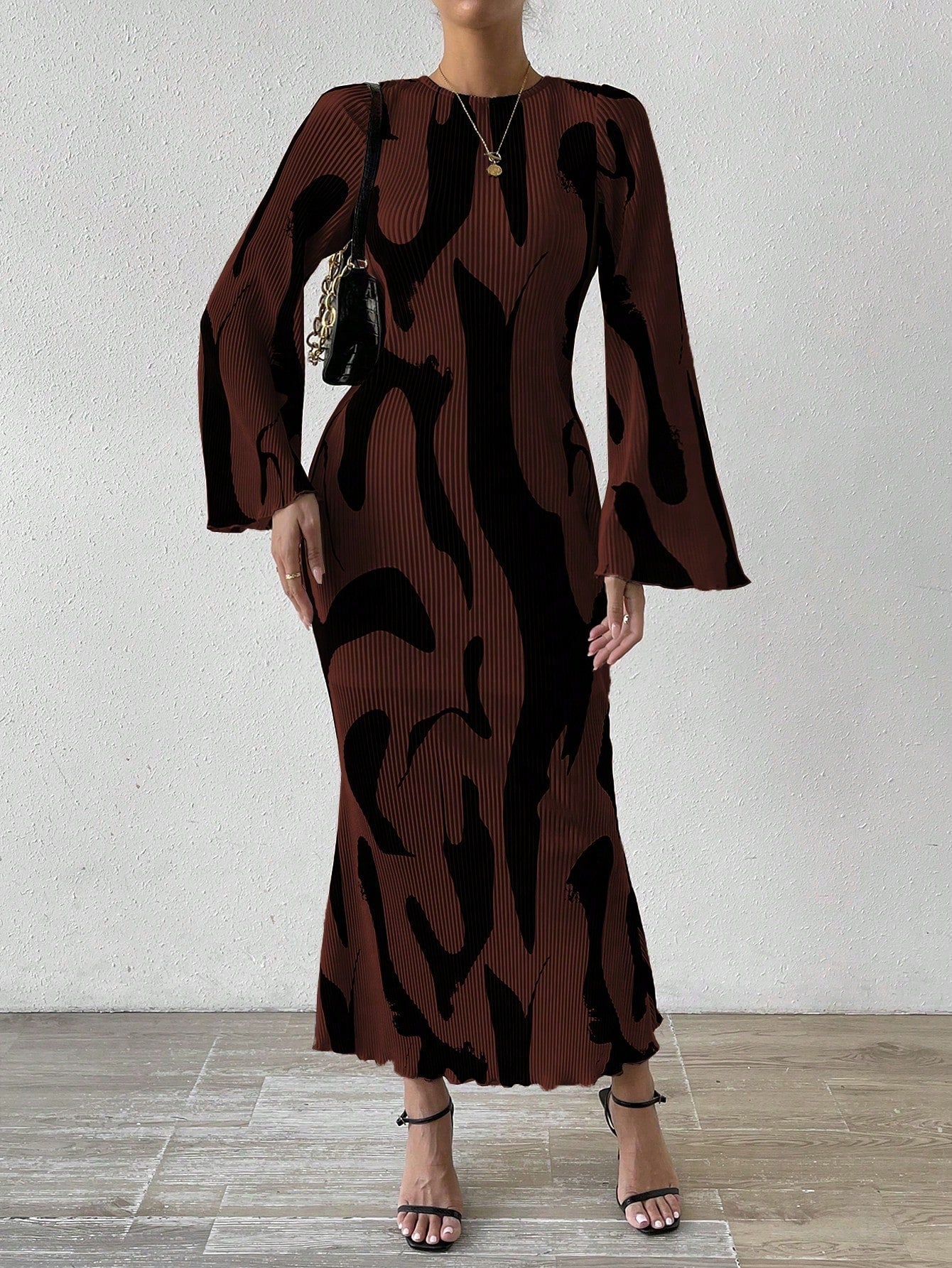 Buy SHEIN Priv̩ Women's Full Printed Bell Sleeve Dress in Pakistan